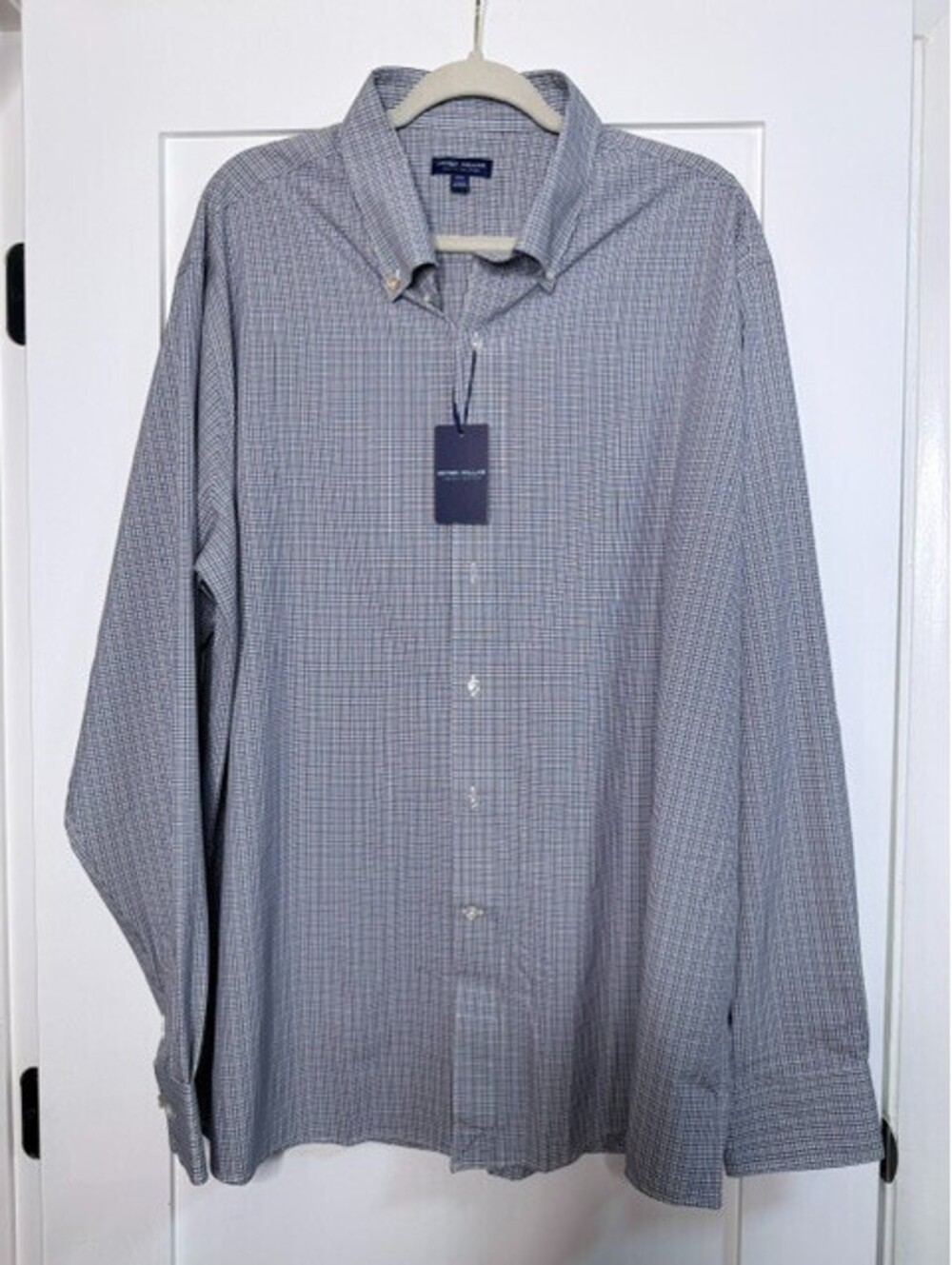 Peter Millar Crown Crafted Mens XXL Blue Gray Check Dress Shirt NWT $225